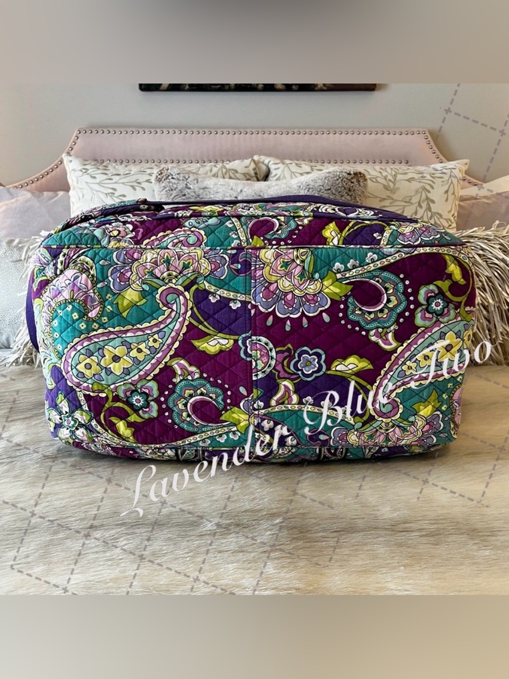 VERA BRADLEY Heather 2013 Grand Travelers Bag Purple Green Paisley Bandolier Y2K - Picture 12 of 15